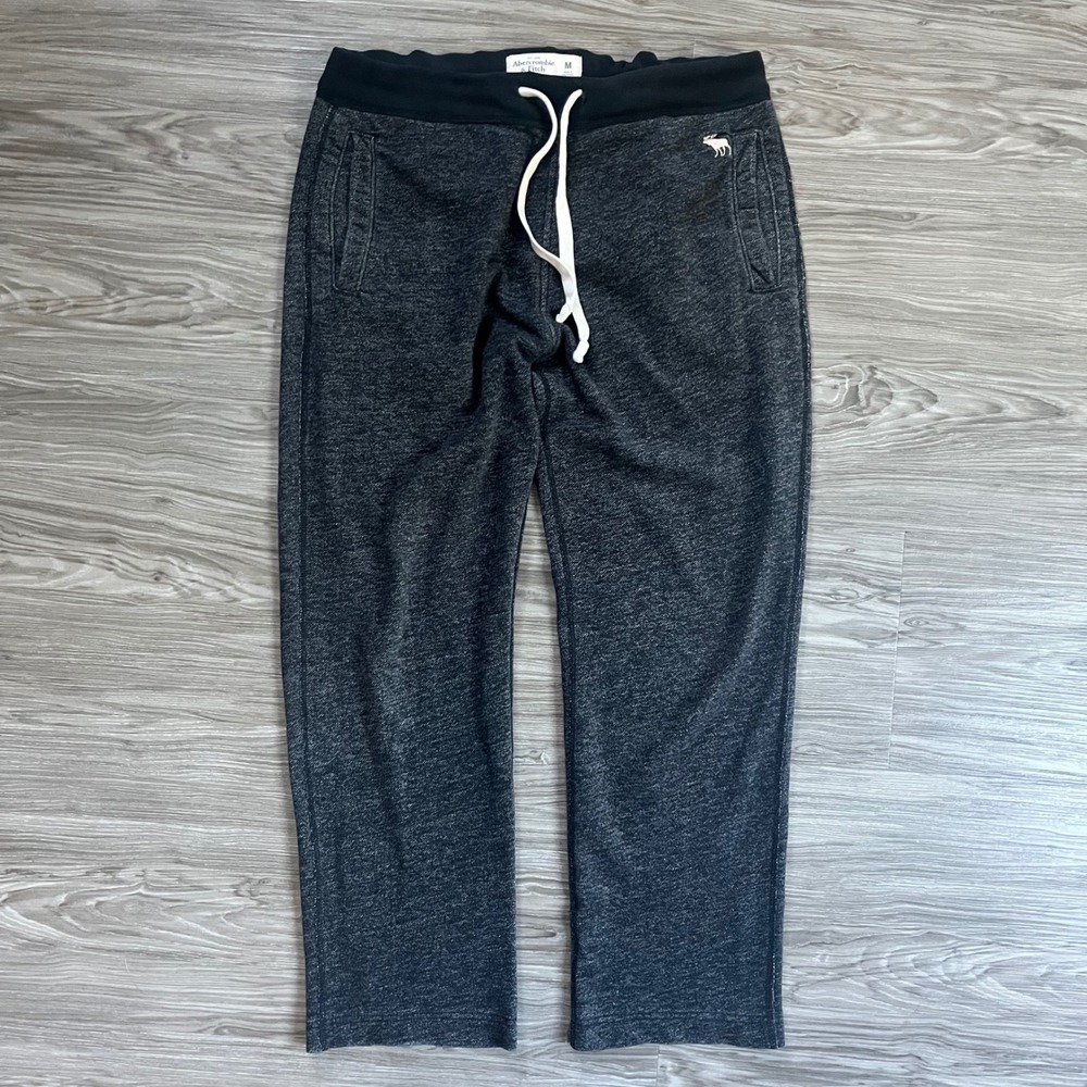Abercrombie & Fitch Mens Sweatpants Medium Charcoal Grey Heather Logo Joggers